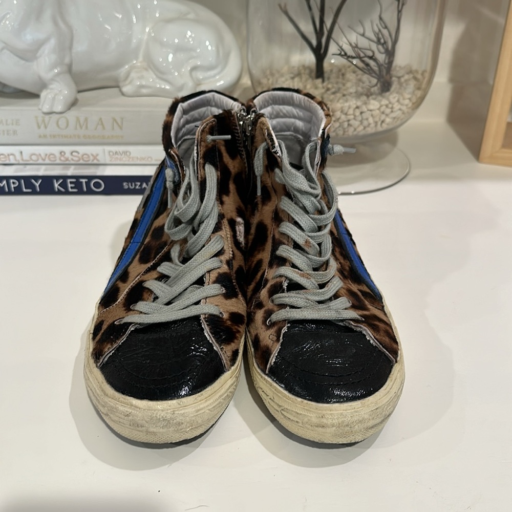 Golden Goose pony style calfskin leopard fur Slide sz 40 - Picture 2 of 8